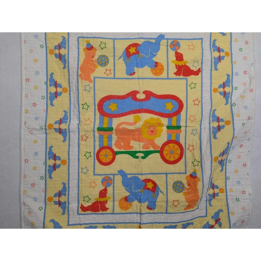 Baby Crib Quilted Blanket Circus Theme Quilt